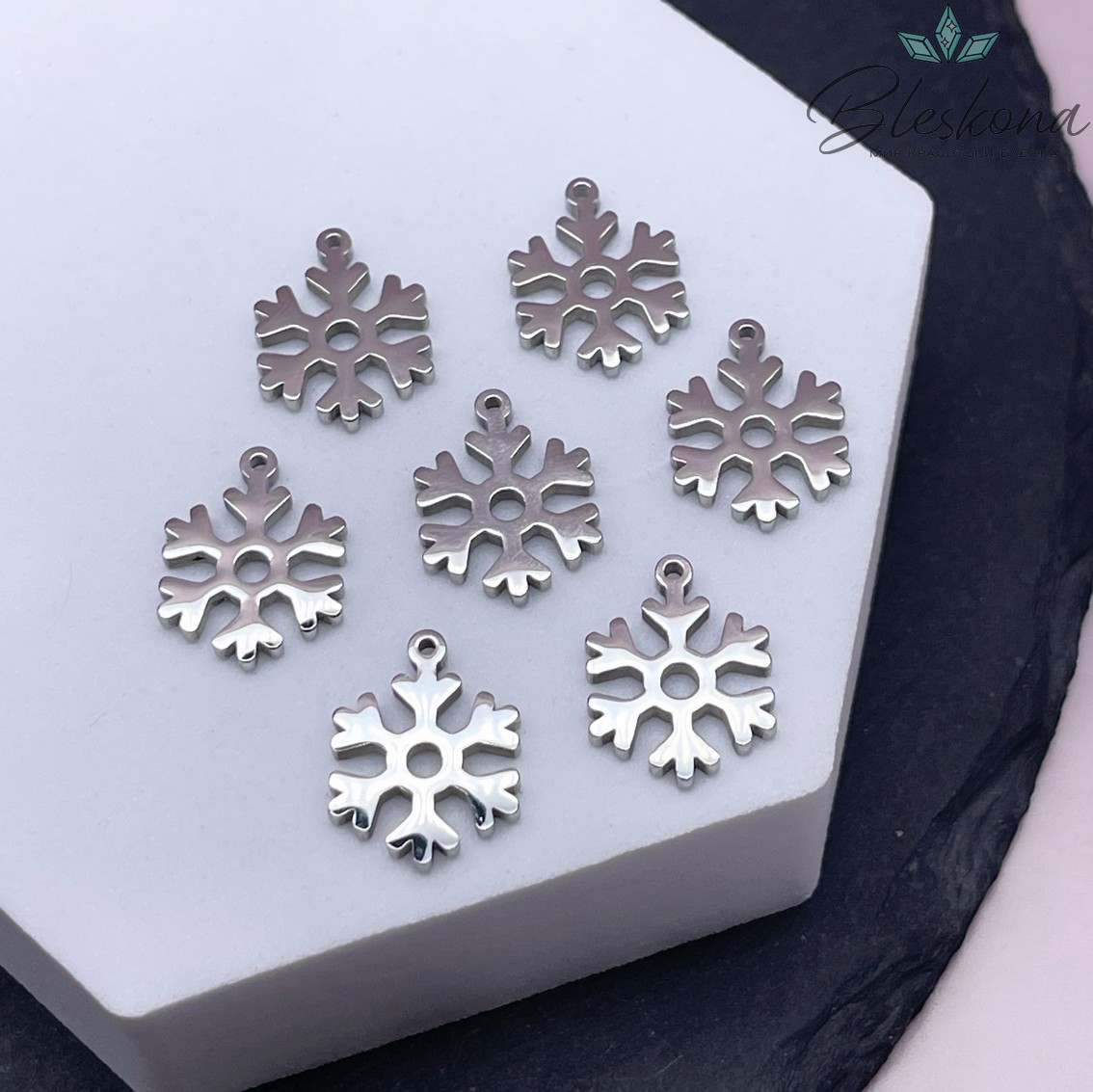 15,5*12 мм Цвет серебро, Подвеска Снежинка