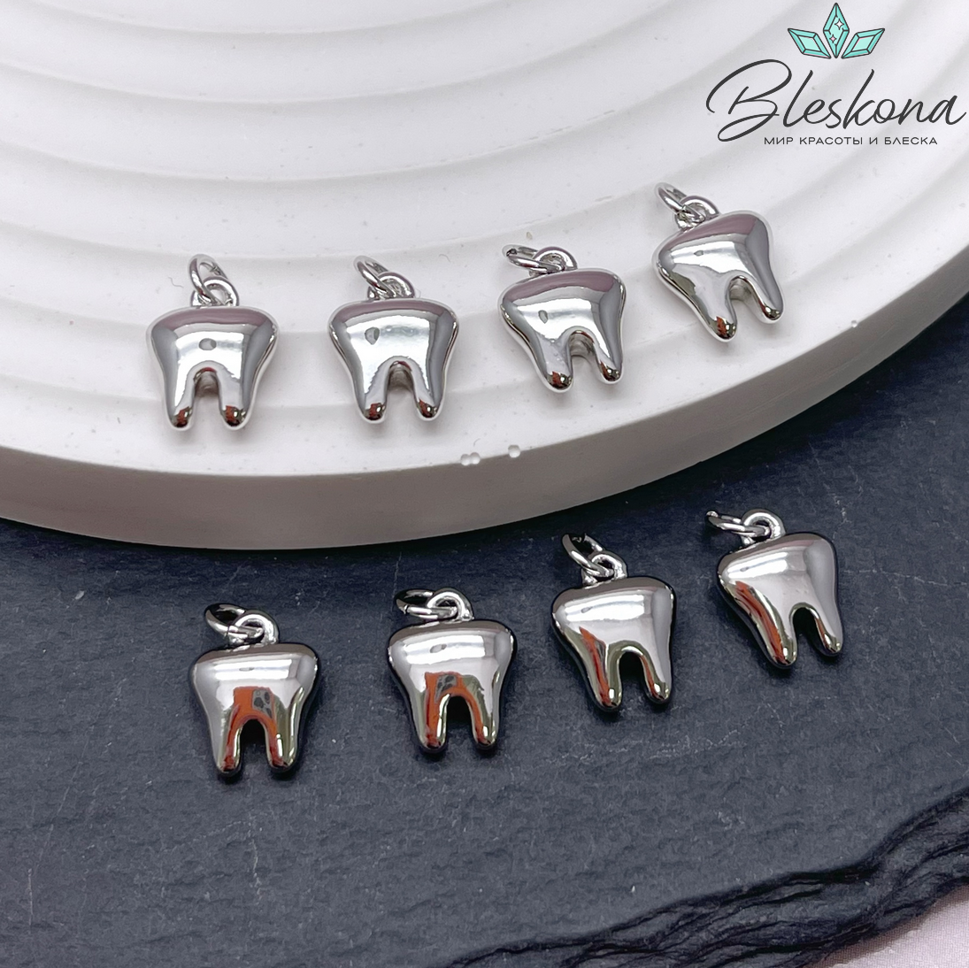 10*8 мм Цвет серебро, Подвеска Зуб