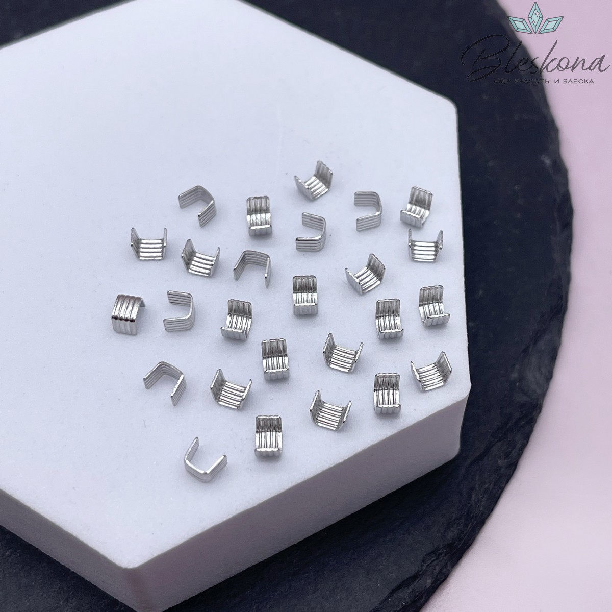 3*4 мм Цвет серебро, Зажим-ограничитель 