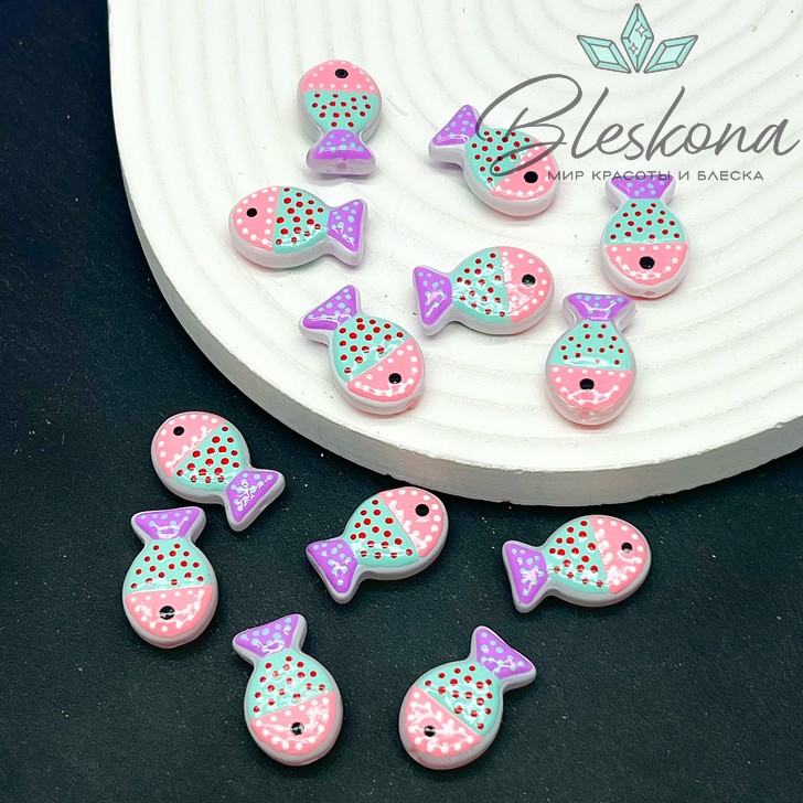 20*12 мм  Бусина рыбка бледно- зеленая