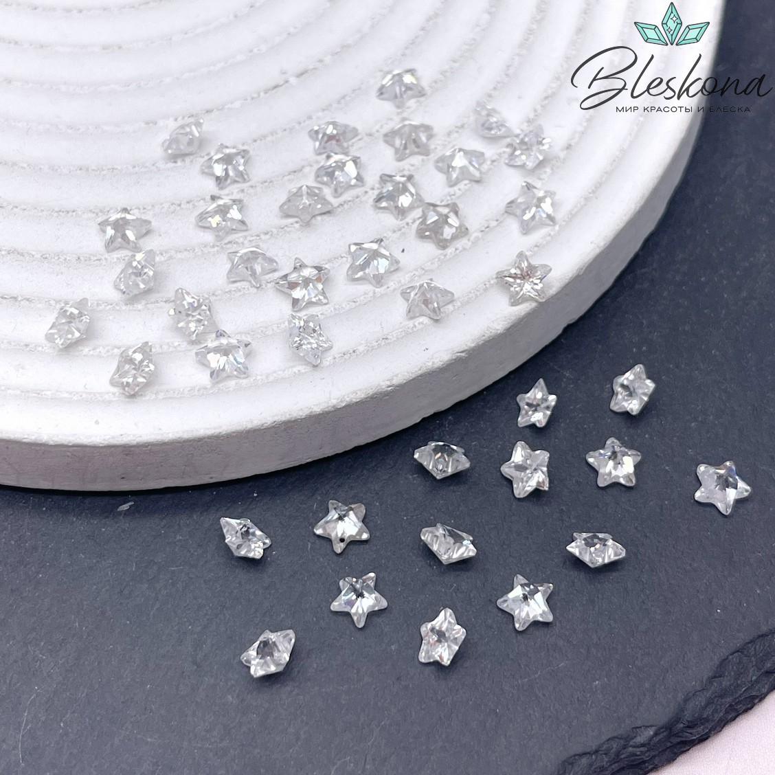 5 мм, Подвеска Циркон звезда белая (кубический цирконий, фианит) 