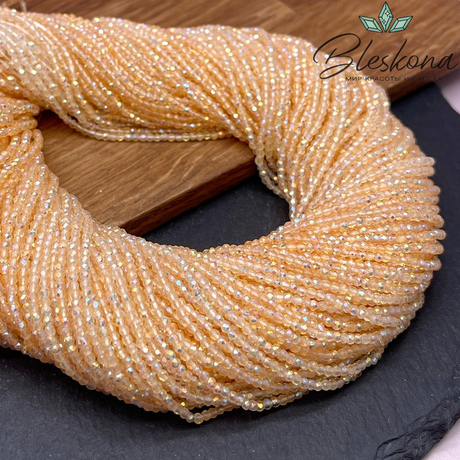 2 мм Бусины стекло карамельное с переливом алмазная огранка