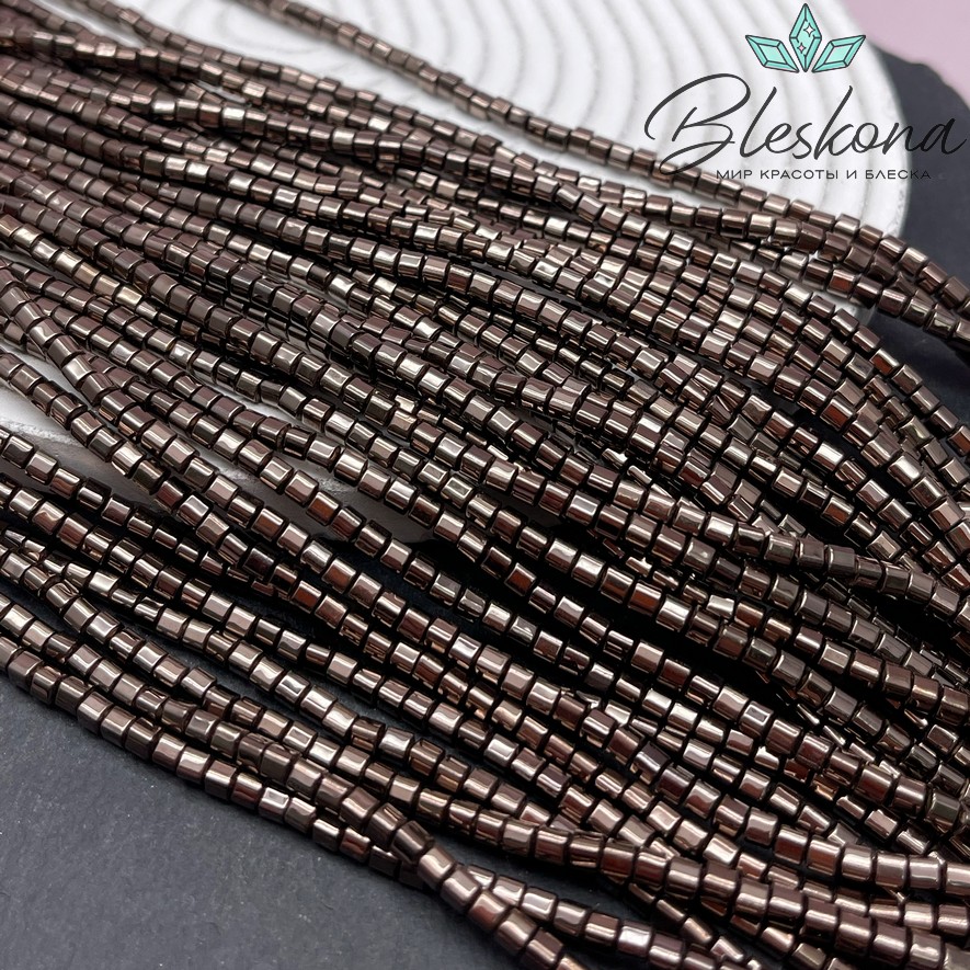 3 мм Гематин имитация, цвет коричневый №1 (шоколадный), куб мягкие грани