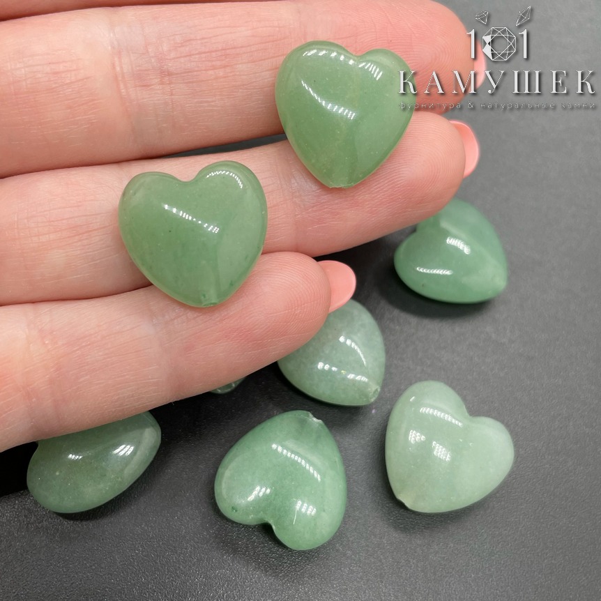 Сердца Авантюрин зеленый 16*16*7мм