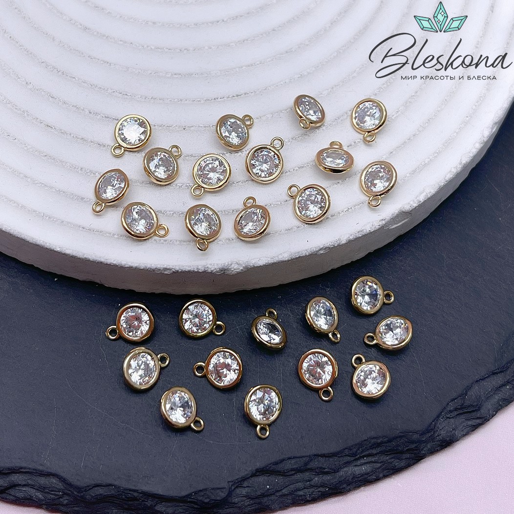 6,5 мм Цвет золото, Подвеска Круг циркон