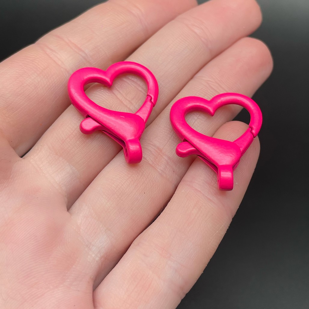 22*26мм , Замок крупный сердце  эмаль фуксия