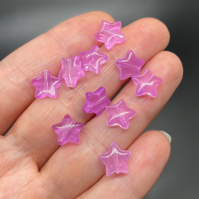 8 мм, Стекло звезда фиолетовая уп.10 шт 