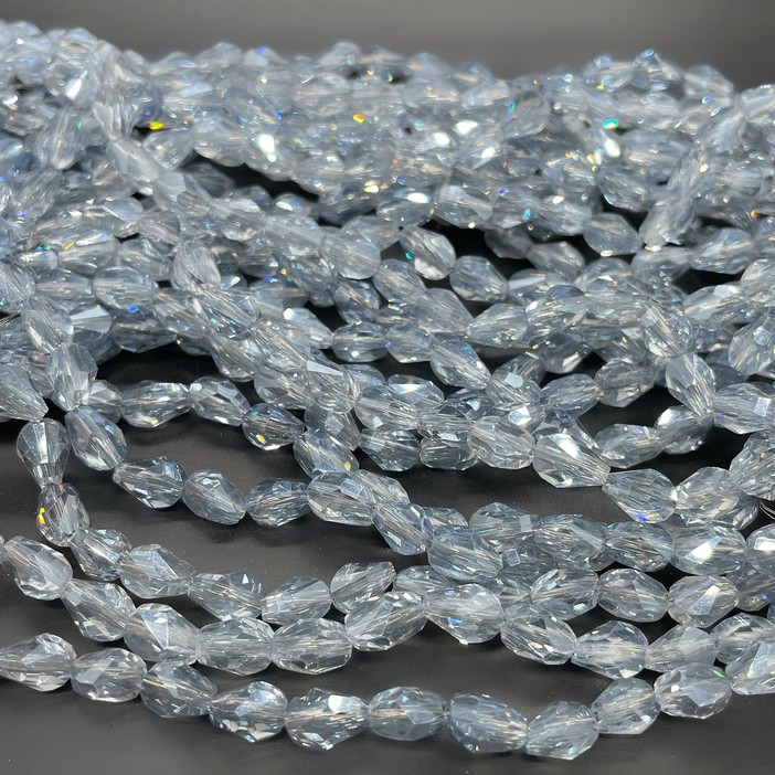 6*8 мм Стекло Lux, ракушка, цвет серо- голубой