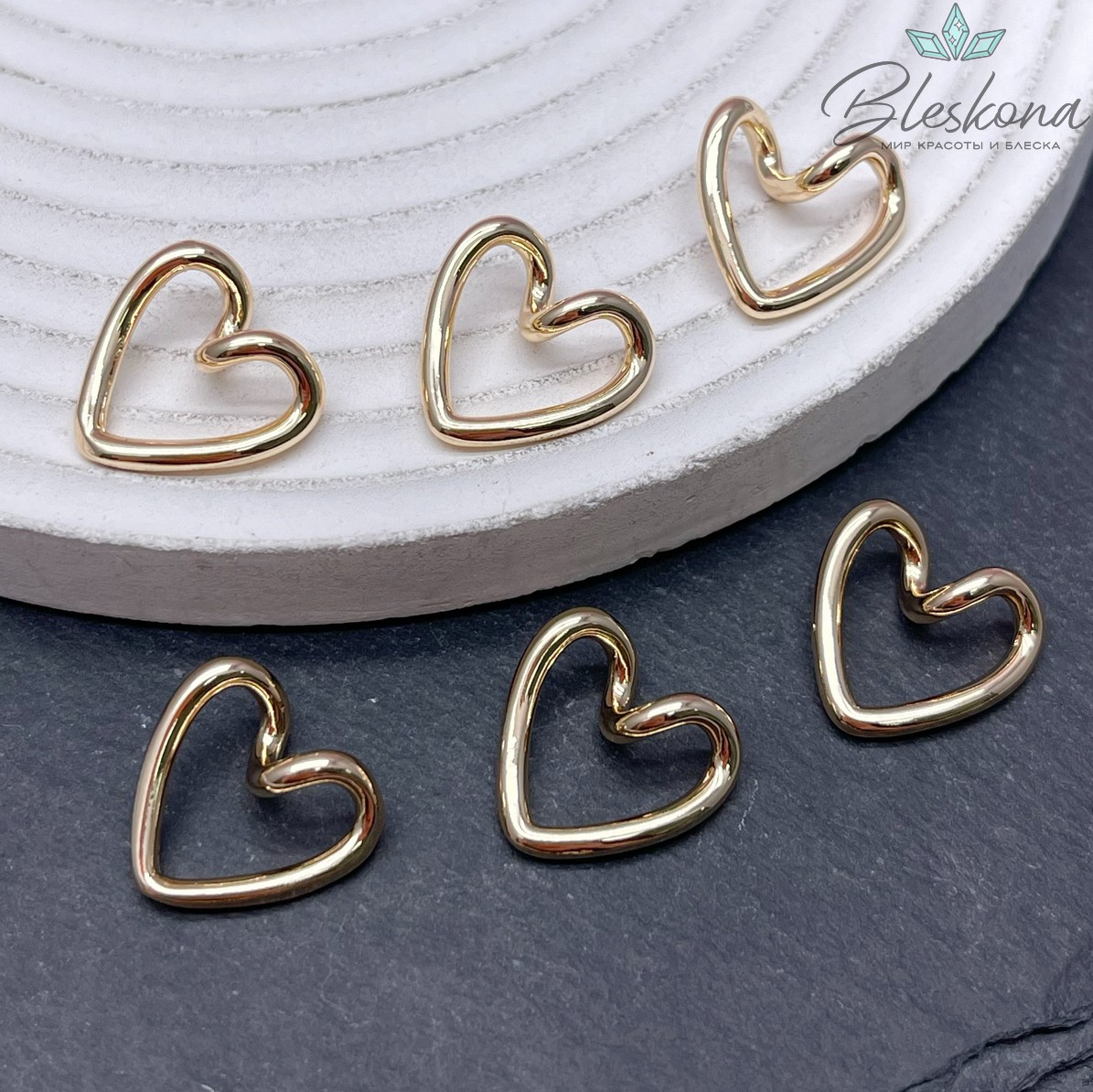15*15,5 мм Цвет золото, Подвеска Сердце виток контур