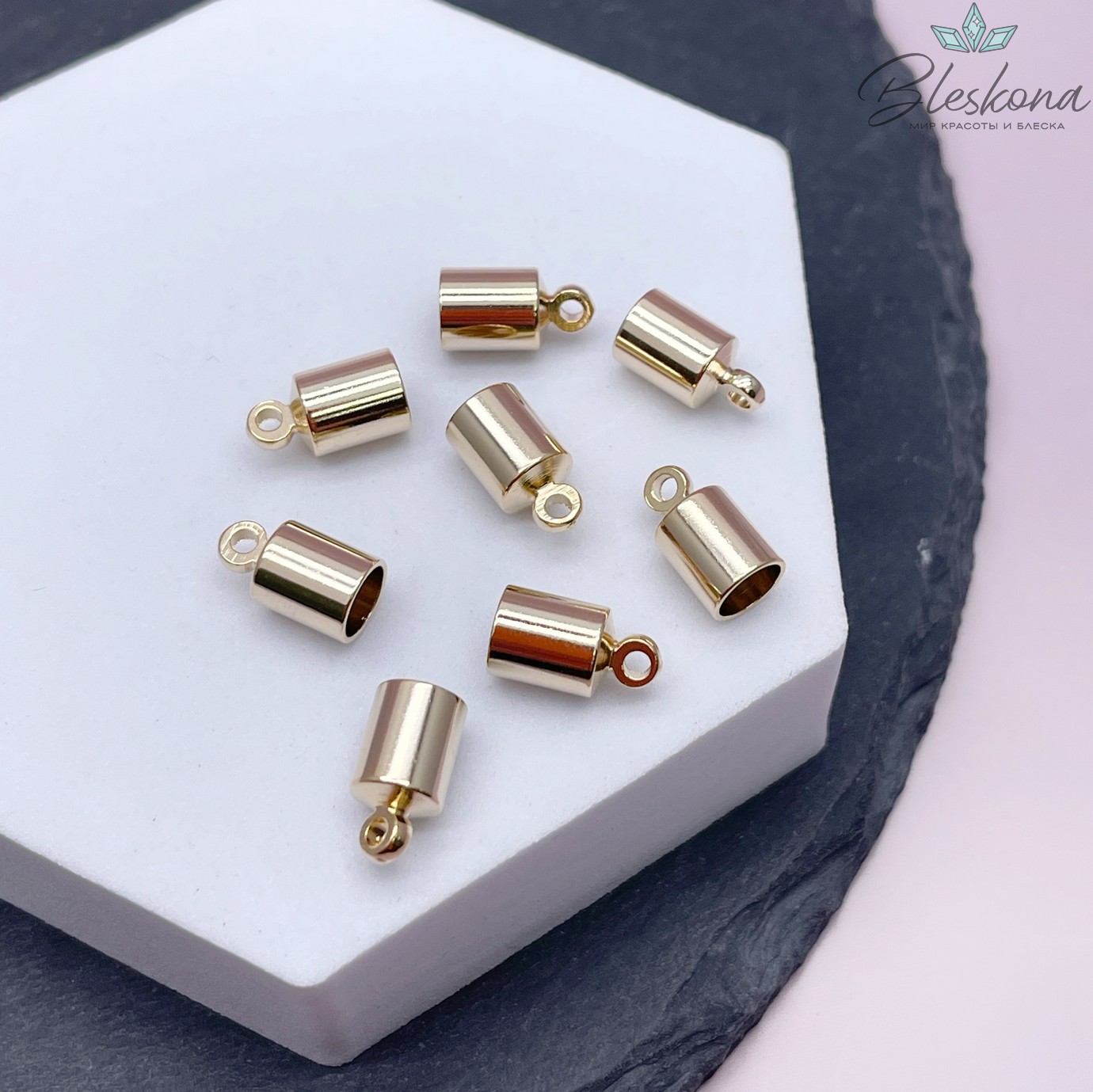 12*6,5 мм Цвет золото, Концевик для шнура гладкий 