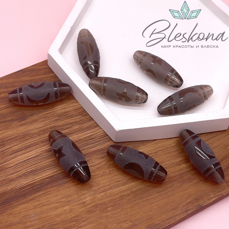 Бусина Дзи Солнце, луна и звезда (Вселенная) 30*11 мм