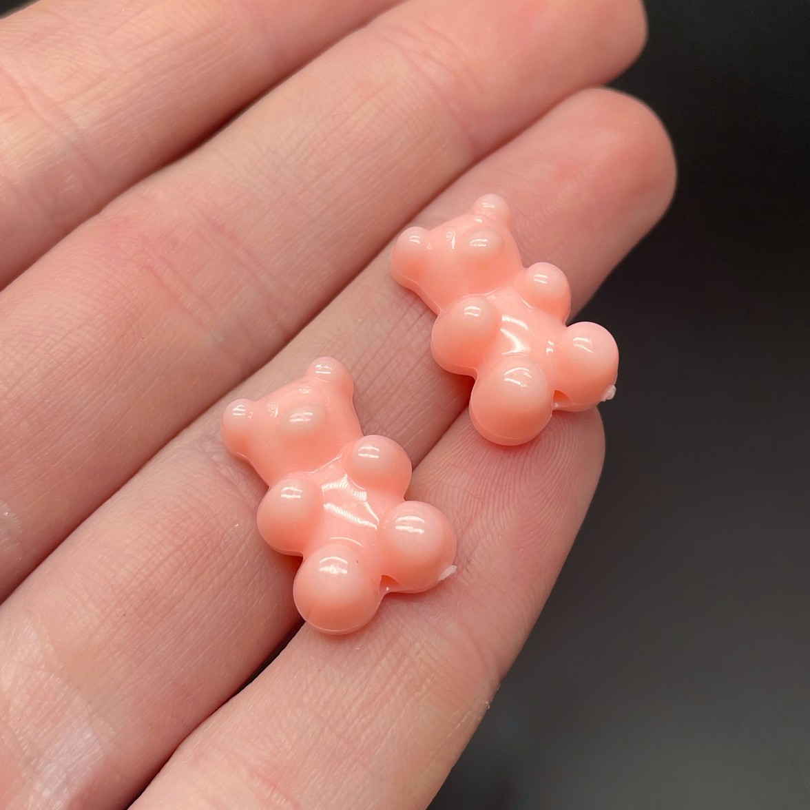 12*18 мм , Бусина Мишка бледно-розовый 