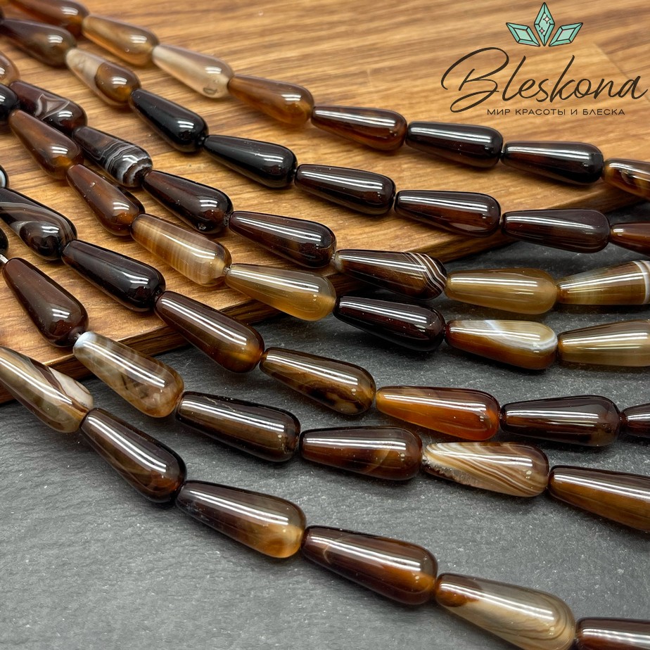Агат коричневый капля 20*8 мм 