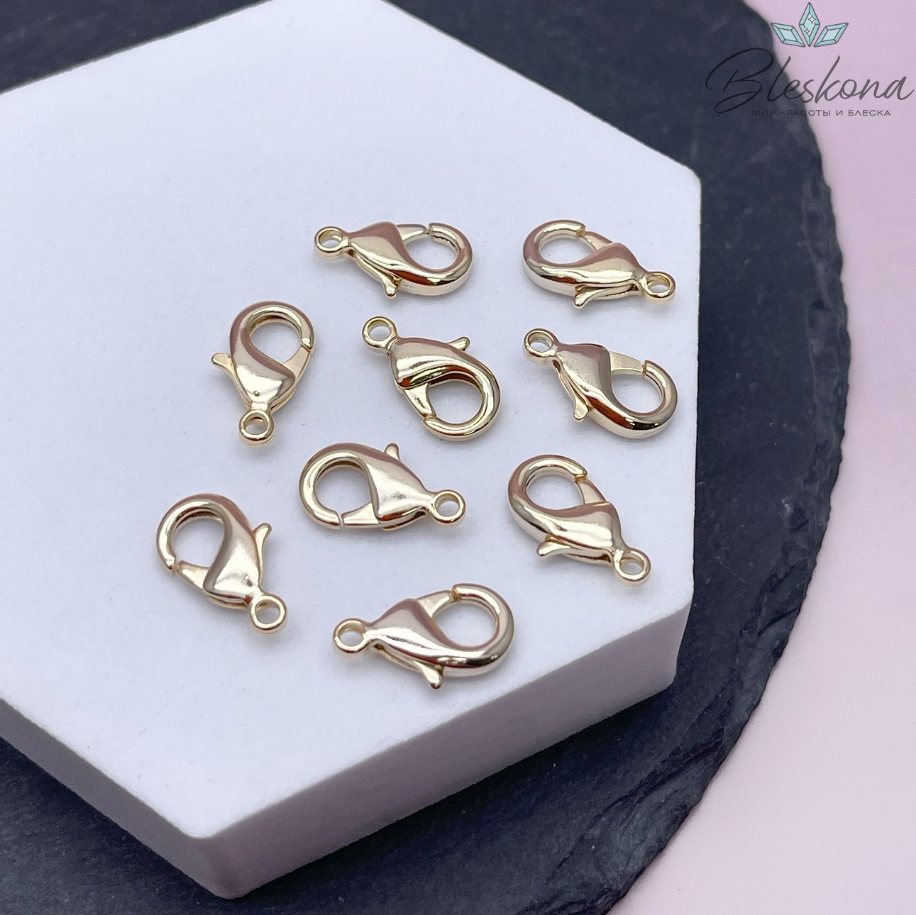 15 мм Цвет золото, Замок округлый