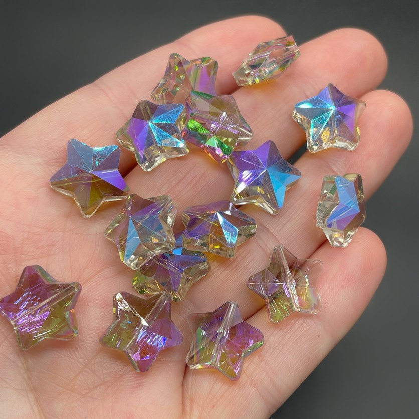 13,5 мм, Стекло Lux бусина звезда фиолетово-голубая уп.10шт