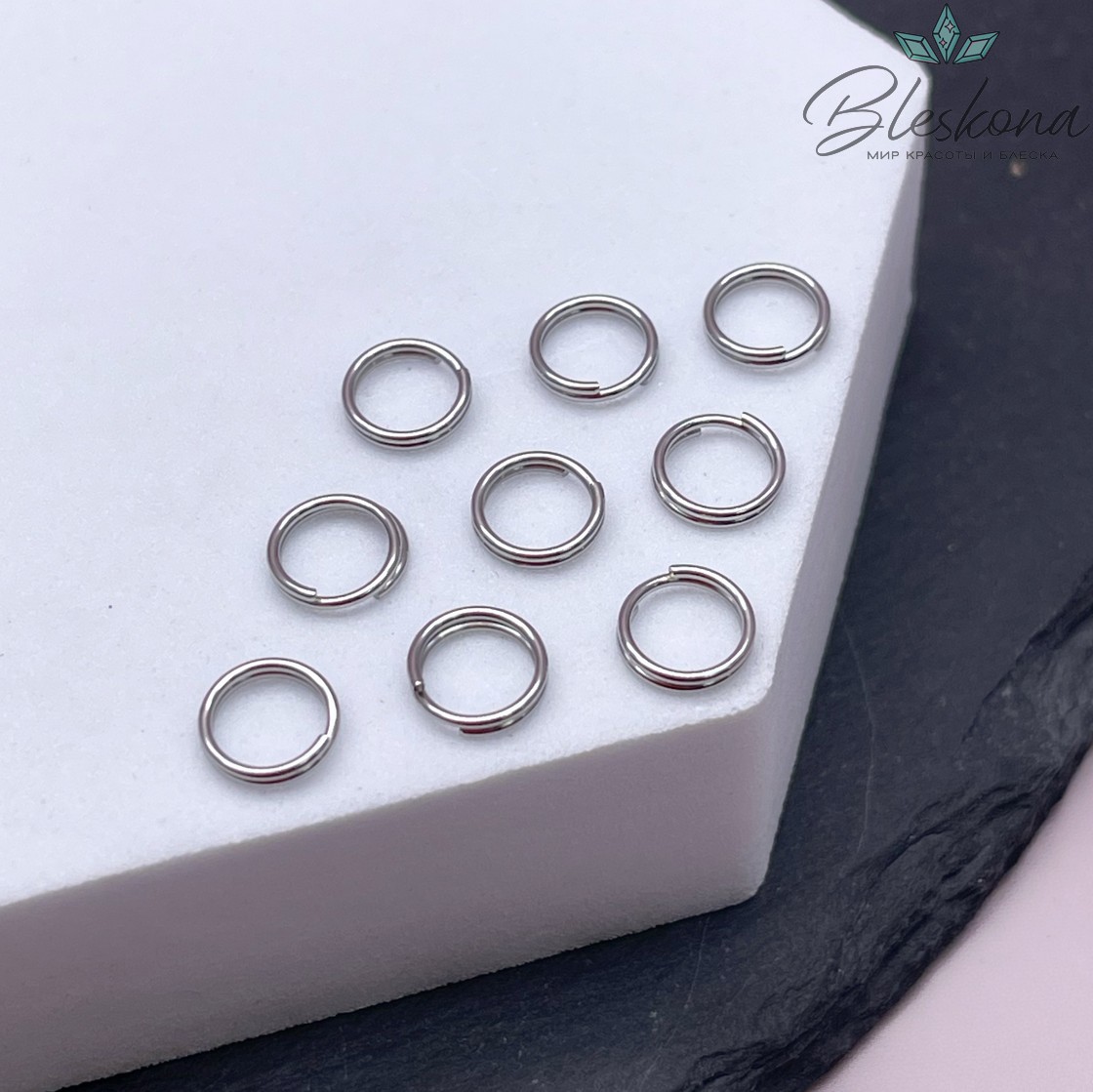 7*1,5 мм Цвет серебро, Колечки двойные уп. 1 гр