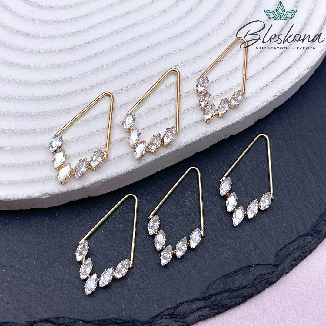 31*16,5 мм Цвет золото, Подвеска ромб цирконы 