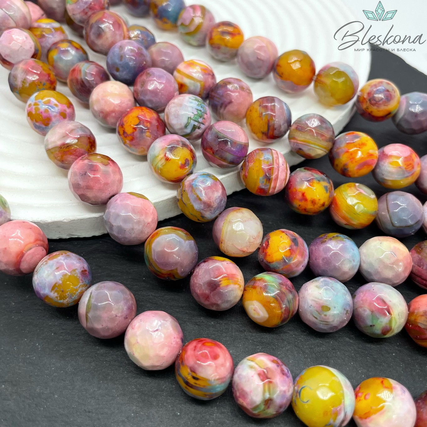 Агат с узором №13 огранка 14 мм