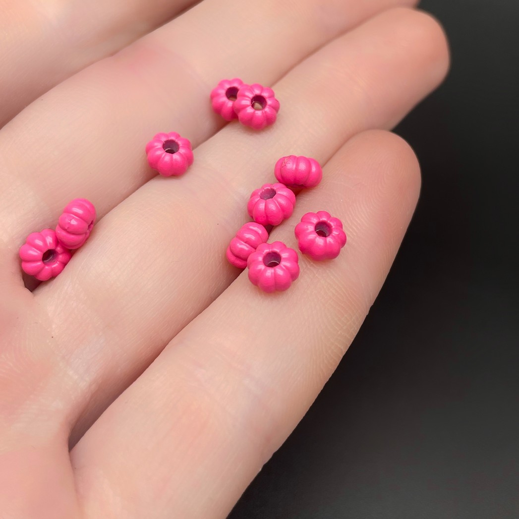 5,5 мм , Бусина - разделитель ромашка ярко-розовая эмаль уп.10шт