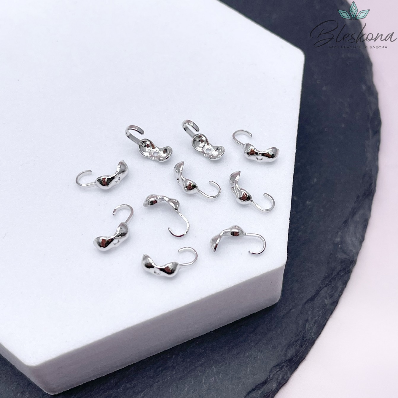 7,5*3,5 мм Цвет серебро, Каллоты уп. 10 шт. 