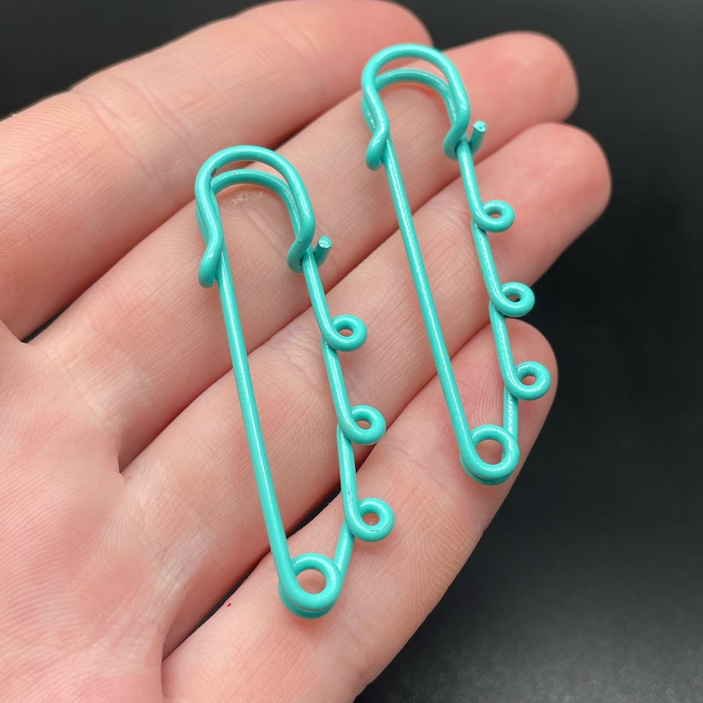 5 см , Основа булавка 3 колечка бирюзовая эмаль