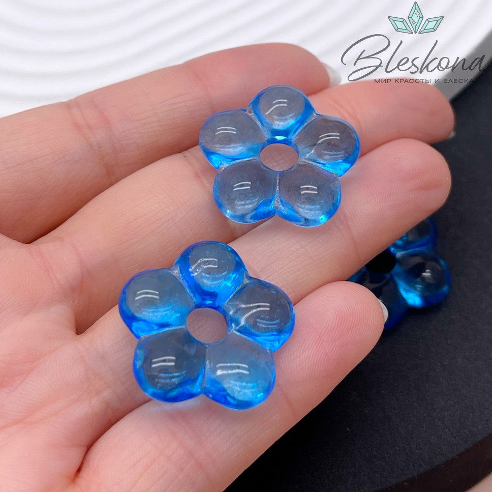 24 мм  Подвеска цветок синий