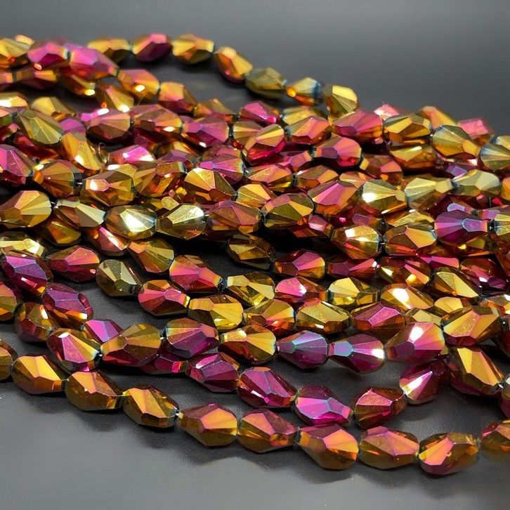 6*8 мм Стекло Lux, ракушка, цвет хамелеон бордовый