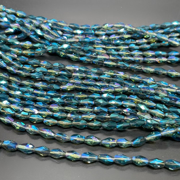 4*7,5 мм Стекло Lux, ракушка мини, цвет зеленый с переливом