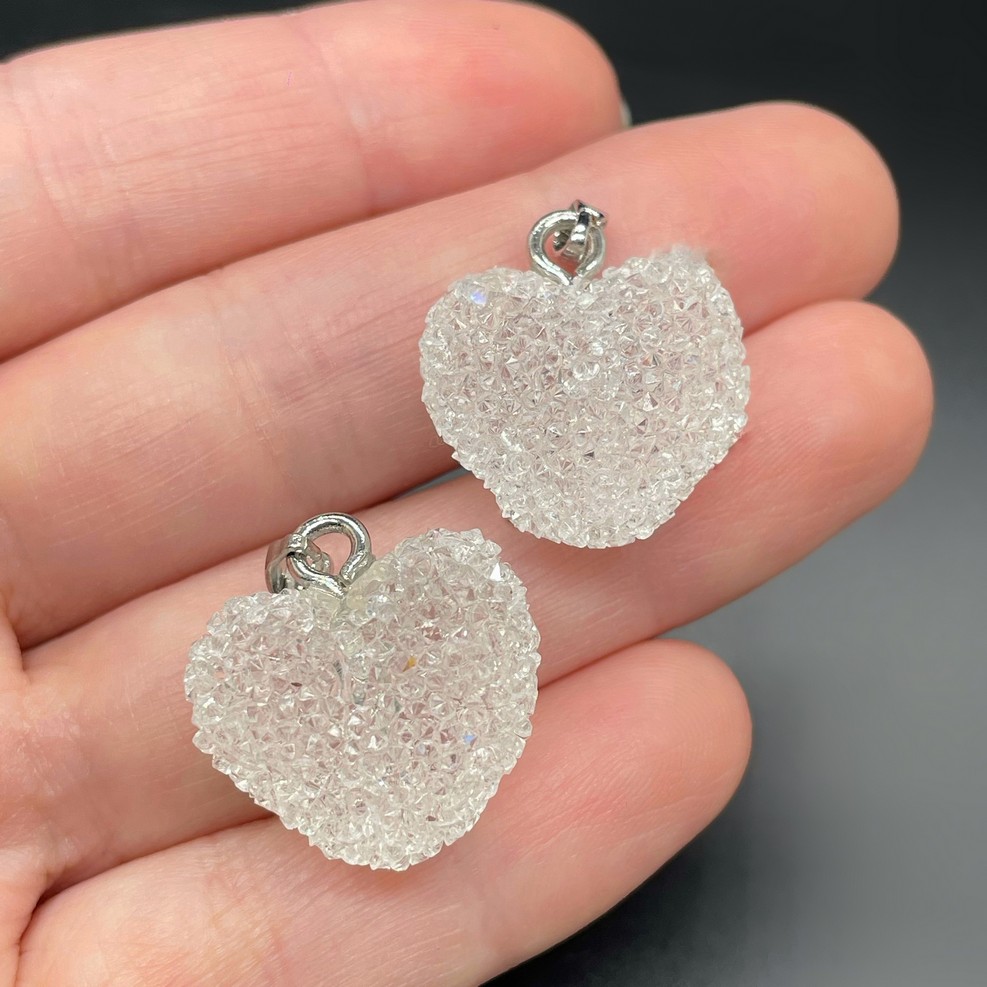 19*20 мм, Цвет серебро, Подвеска мармеладное сердце белое