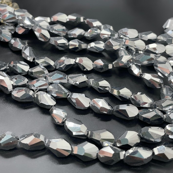 7*11,5 мм Стекло Lux, ракушка, цвет серебро