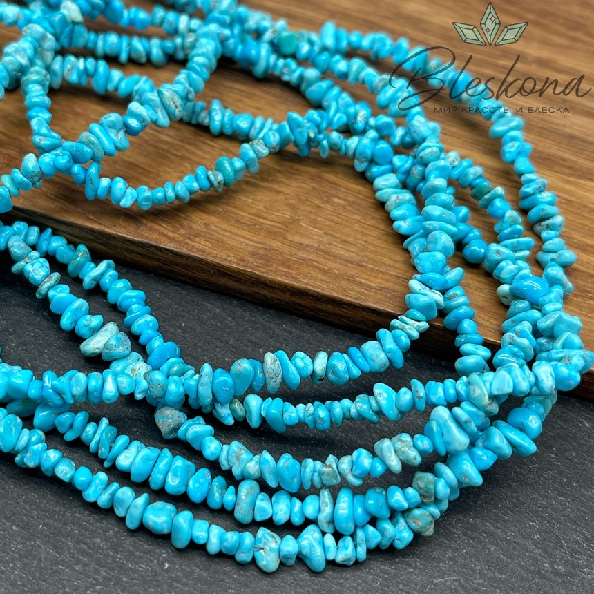 Крошка Бирюза голубая №2 ширина бусин ~ 4-4,5 мм