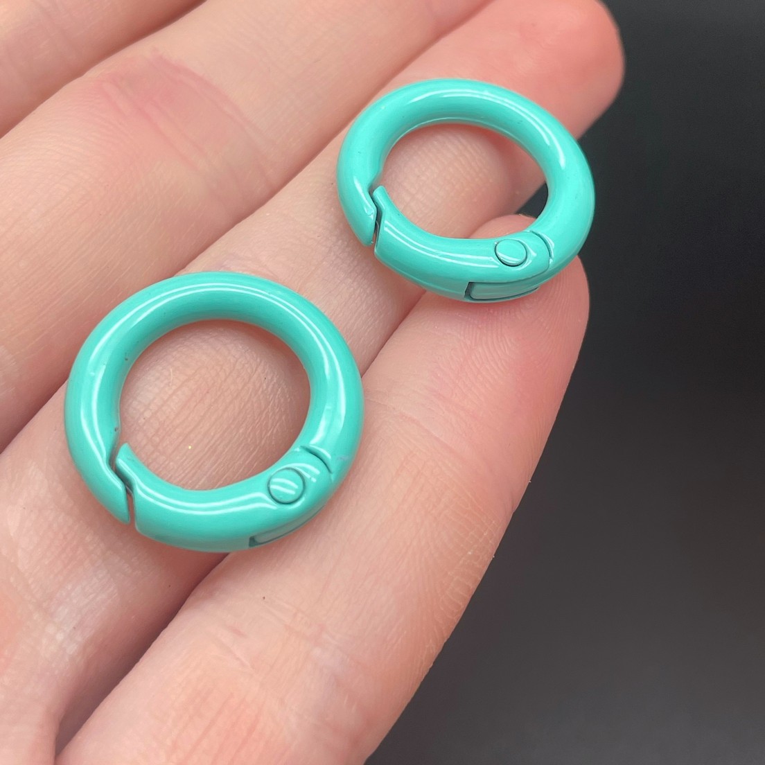 20мм , Замок круг бирюзовая эмаль 