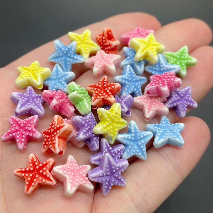 11 мм, Бусина морская звезда микс уп.10 гр