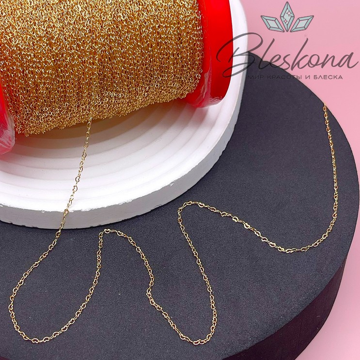 Цепь №127-1 цвет золото, сердце 1,5*2,2 мм