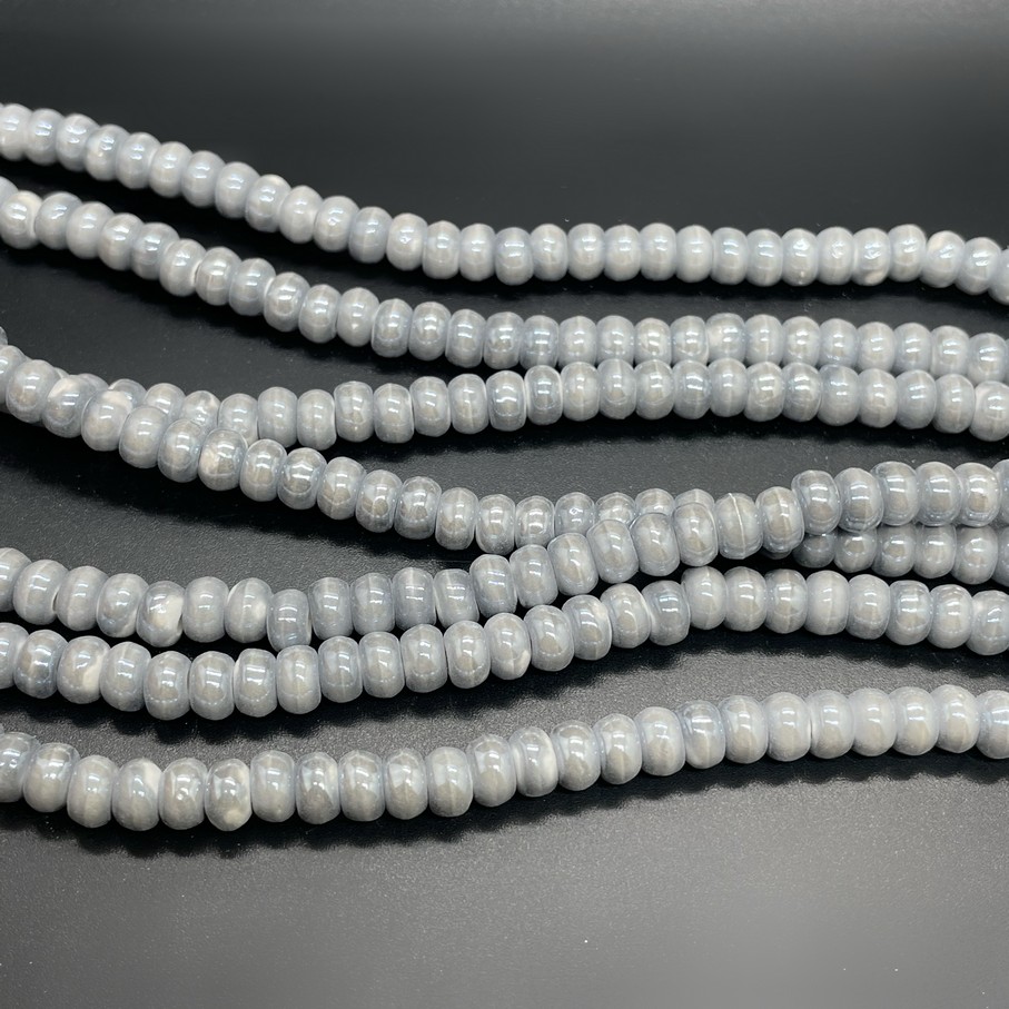 6*4 мм Бусина-разделитель, керамика цвет серый