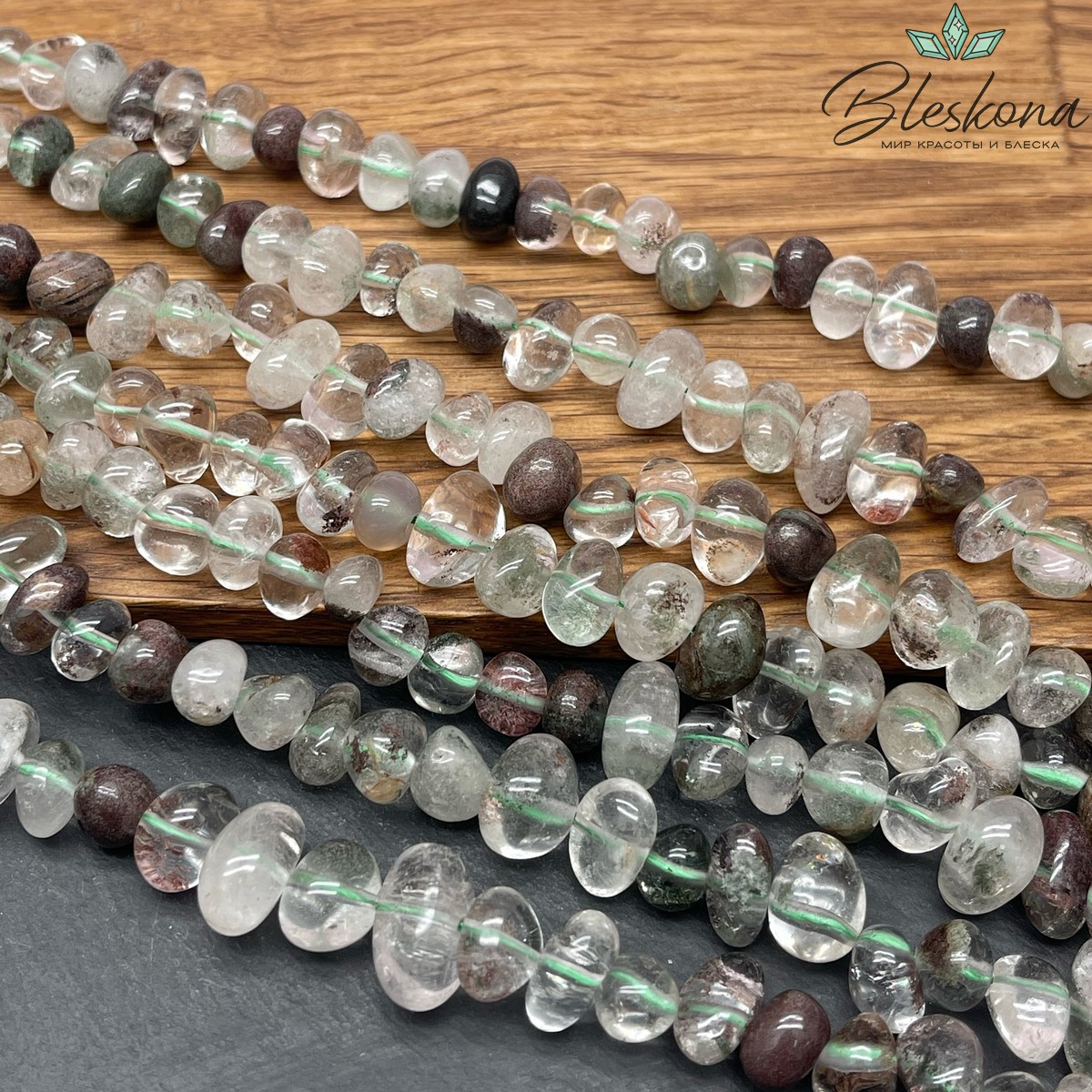 Агат Моховой галтовка (7-10)*(8-12) мм