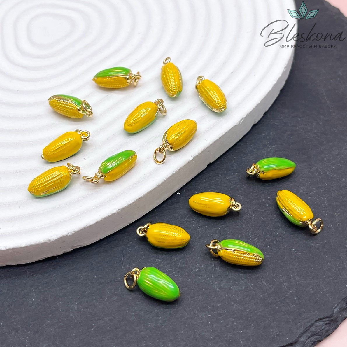 16*7 мм Цвет золото, Подвеска Кукуруза эмаль
