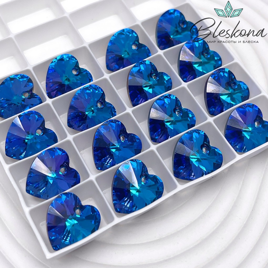 6228 Xilion Heart 14,4*14 мм Crystal Bermuda Blue (BB) P