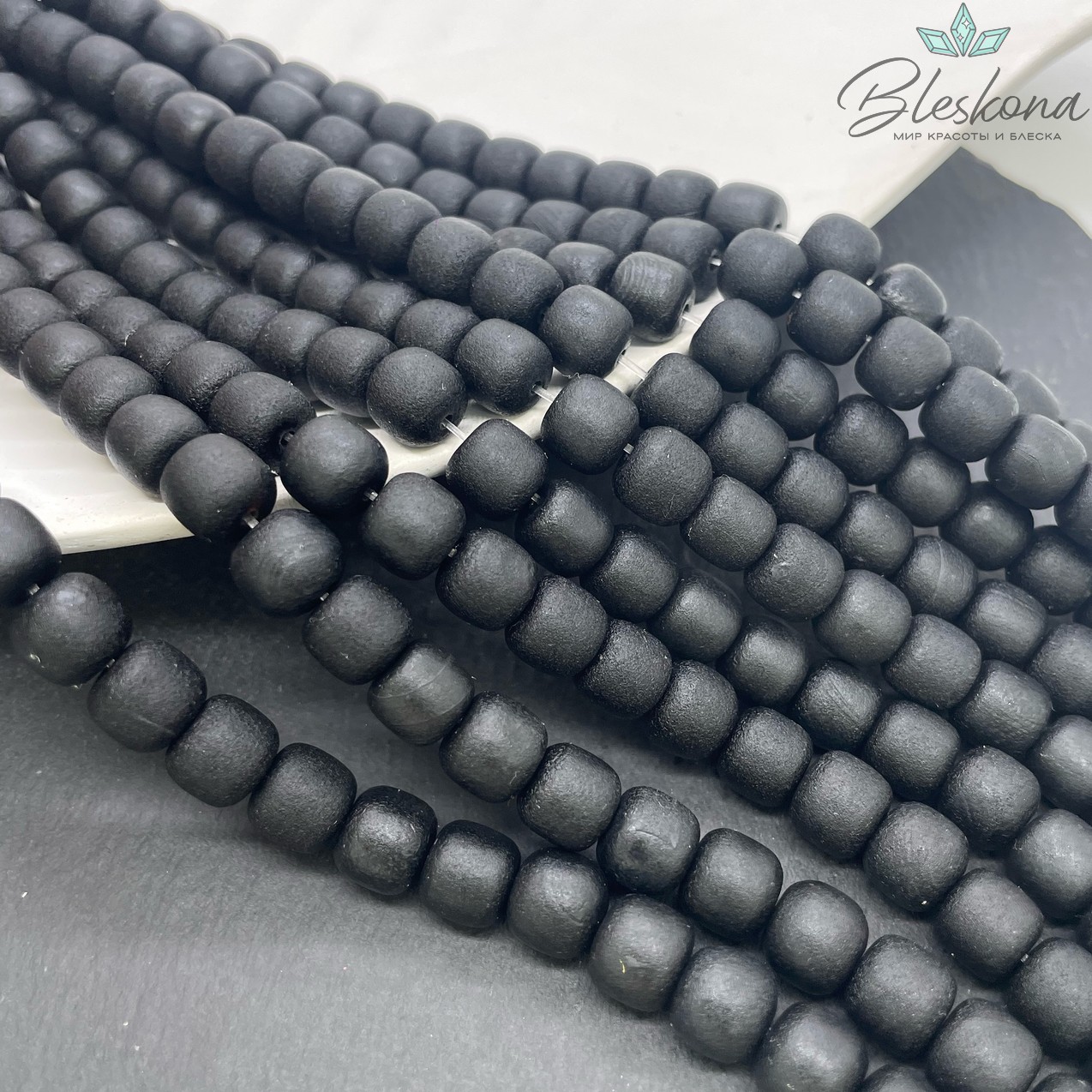 Агат черный бочата в термической обработке 8,5*9 мм