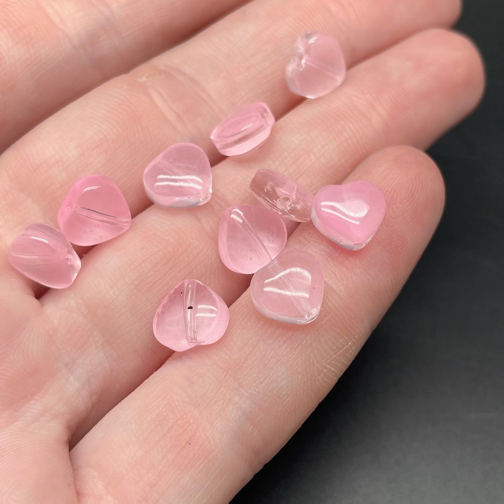 8,5 мм, Стекло сердце розовое  уп.10 шт №2