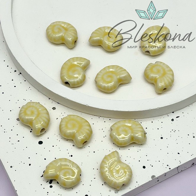 15*12 мм Бусина Аммонит, керамика цвет бежевый