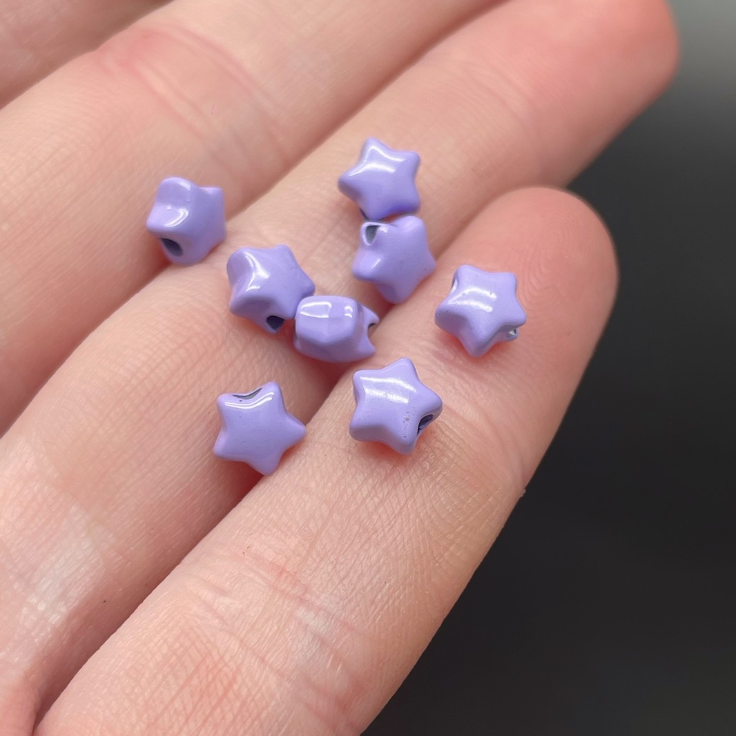 6 мм , Бусина звезда фиолетовая эмаль уп.10шт 