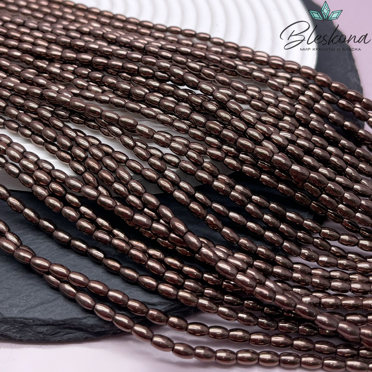 5*3 мм Гематин имитация, Рис коричневый  (шоколадный)