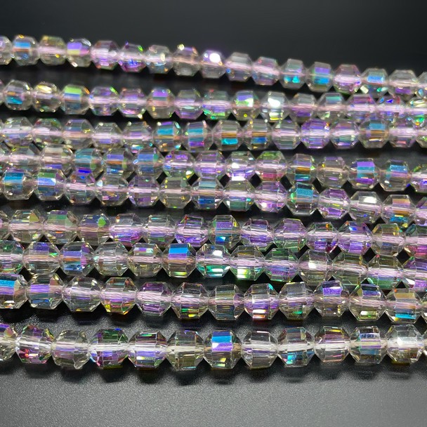 7 мм Стекло Lux, многогранник, цвет песочный с фиолетовым переливом