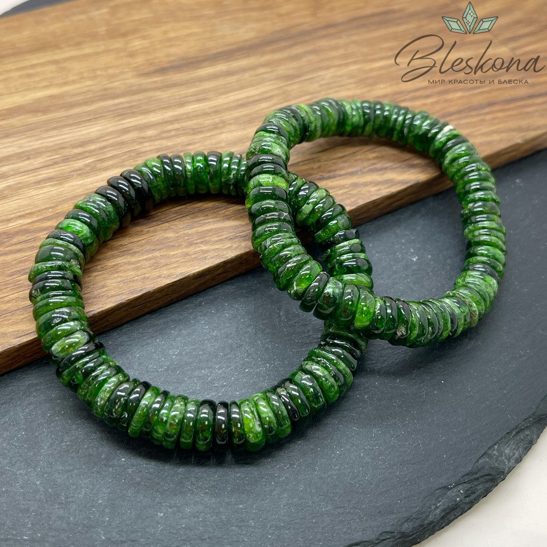 Диопсид рондель 9,5-10 мм сет 18 см