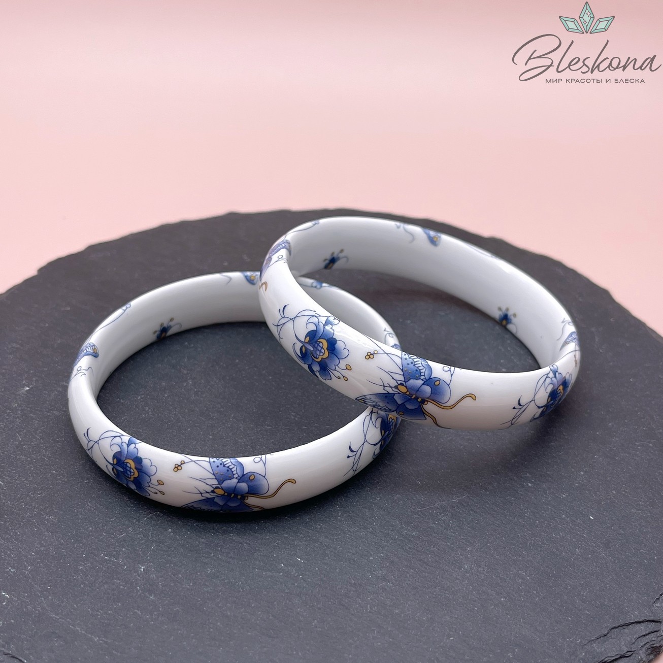 80 мм Браслет Керамика роспись гжель №3