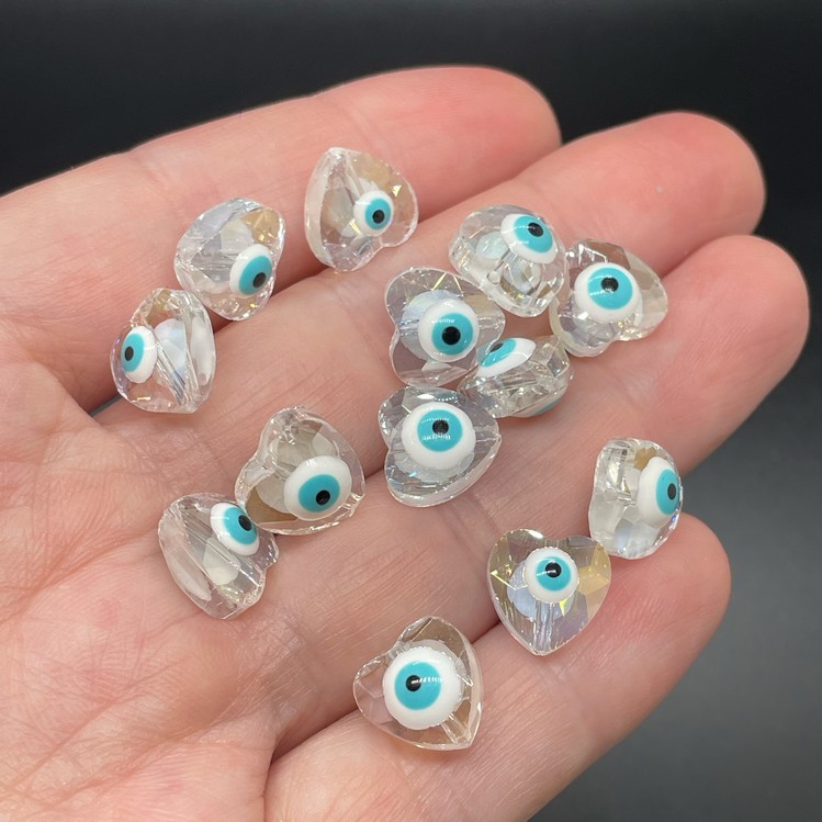 10мм, Стекло Lux форма сердце глаз уп.5 шт