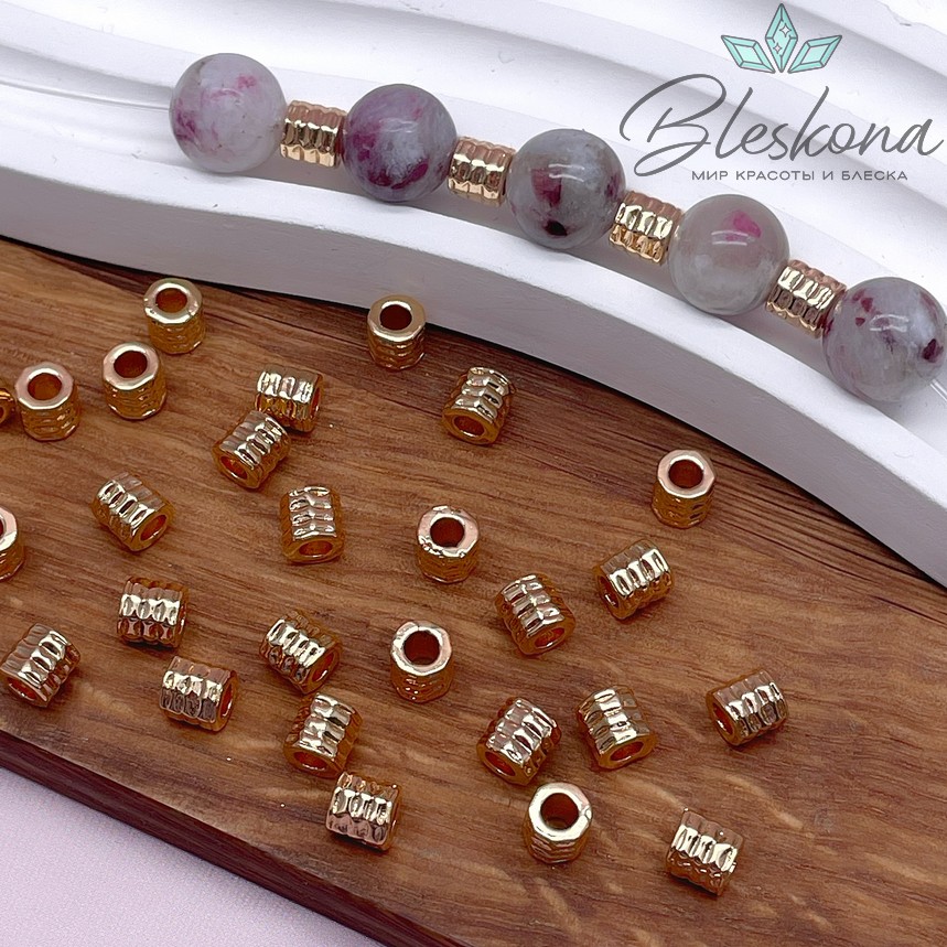 5*4,8 мм Цвет золото, Бусина цилиндр