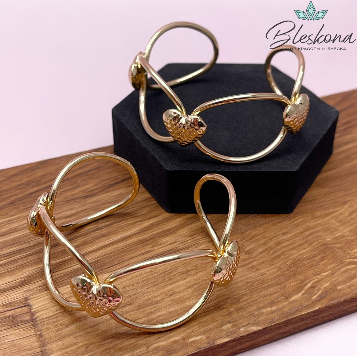 58-62 мм Цвет золото, Основа для браслета овалы с сердцем