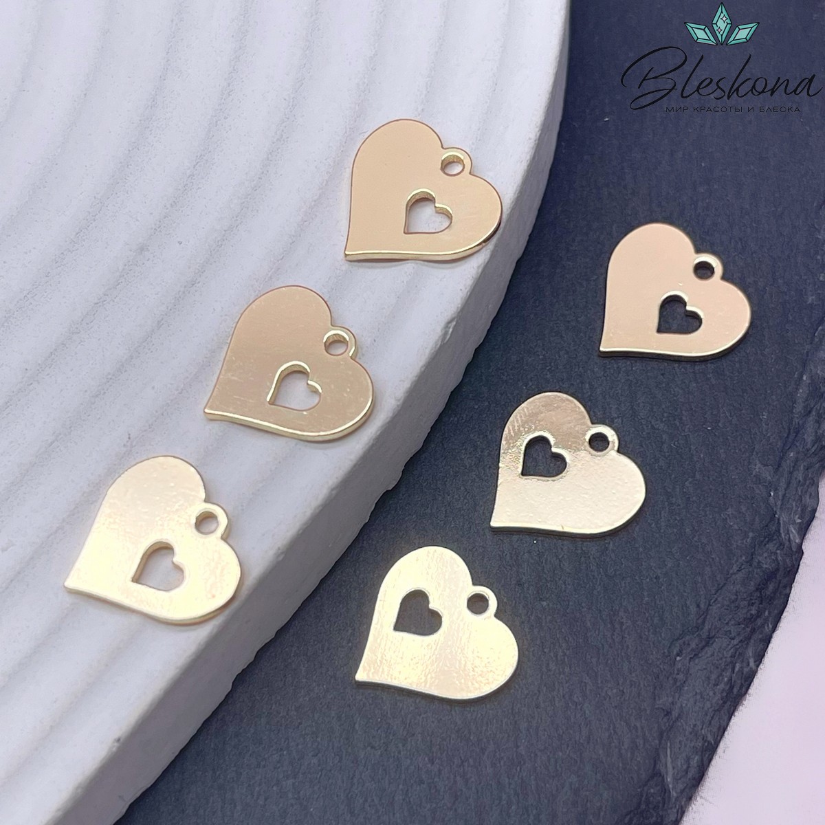 12,4*12,7мм, Подвеска сердце в сердце цвет золото 